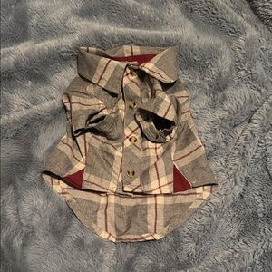 Lightweight Maroon and Grey Plaid Dog Shirt